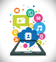 smartphone cloud mobile apps application online icon set. Colorful and flat design. Vector illustration