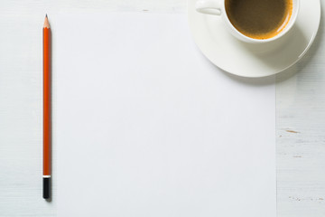 Coffee with notepad and pen