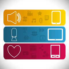 smartphone cellphone heart sound mobile apps application online icon set. Colorful and flat design. Vector illustration