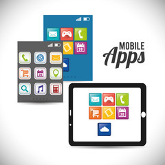 tablet mobile apps application online icon set. Colorful and flat design. Vector illustration