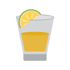 flat design tequila shot and lime icon vector illustration