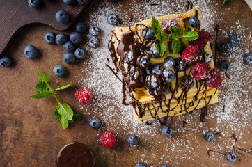 Waffles with berries homemade