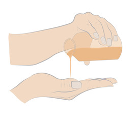 Woman's hands with essential oils. vector illustration