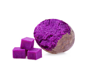 Obraz na płótnie Canvas Purple Sweet Potatoes on White background