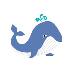 whale sea life animal cartoon icon. Isolated and flat illustration. Vector graphic