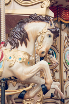 White carousel horse - Old fashioned merry-go-round