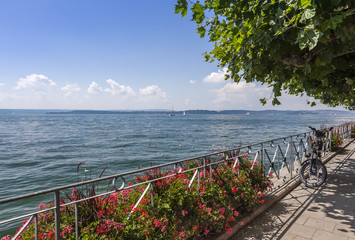 Coastline and Promenade at Meersburg, beautiful Town; Bodensee