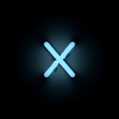 Letter x lower case blue neon alphabet collection