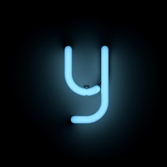 Letter y lower case blue neon alphabet collection