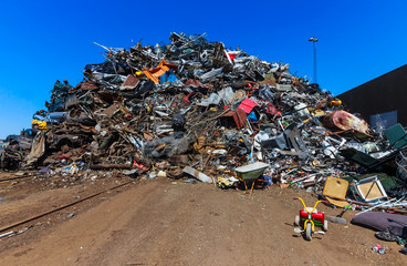 Landfill, mountain of mixed garbage in landfill