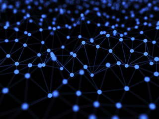 Abstract Neural Network Isolated on Black Background 3d Illustration