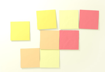 Sticky notes on white background. 3D illustration.