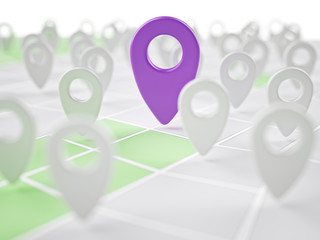 Geotag on a map in computer application 3d illustration