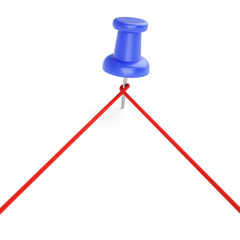Blue pin connected to others through rope 3d illustration