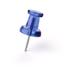 Blue pin isolated on white background 3d illustration