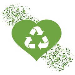 logo recycle in heart with leavs