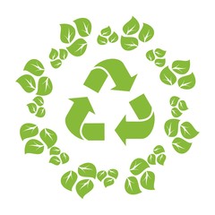 logo recycle sign and leavs
