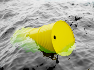 Obraz premium Yellow barrel floating on the waves