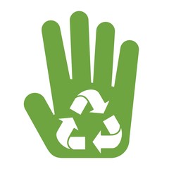 logo recycle sign on palm