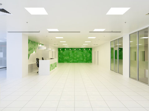 3d illustration of abstract modern hall in office building