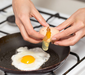 Fried egg in a frying pan