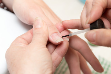 Manicure in a beauty salon