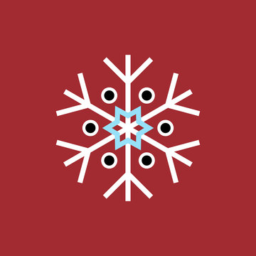 White blue black winter snowflake on red background. End of year christmas and sale season.