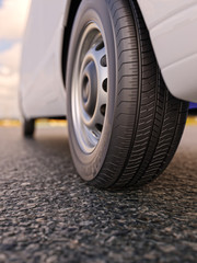 Van wheel close-up 3d illustration