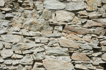 Weathered antique old cracked stone blocks wall retro background


