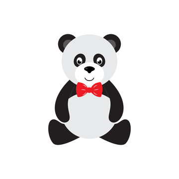 cartoon panda sitting with tie