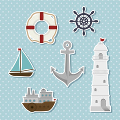 Fototapeta na wymiar set of icons relating to the sea vector illustration graphic
