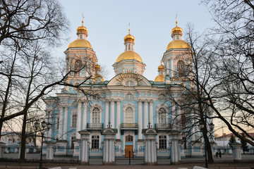 Fototapeta na wymiar Marine St. Nicholas Cathedral from the street Glinka