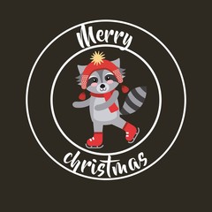 cute animal merry christmas isolated icon