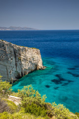 View from Skinari belvedere on Blue Caves. Zakynthos Island.