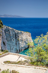 View from Skinari belvedere on Blue Caves. Zakynthos Island.