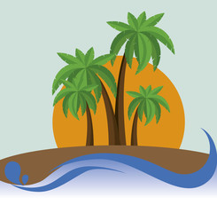 summer adventure landscape icon vector illustration graphic