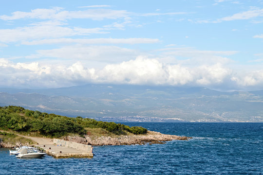 Adriatic Sea: Dock in village called Risika, Island of Krk, Croatia