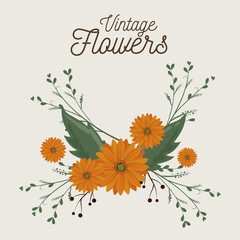 vintage flowers decoration icon vector illustration icon