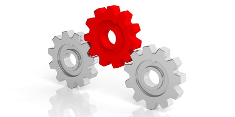 3d rendering gears on white background