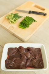 pork liver with Chinese chives on Chopping Wood