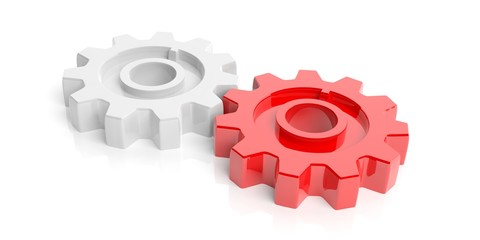 Gears on white background. 3d illustration