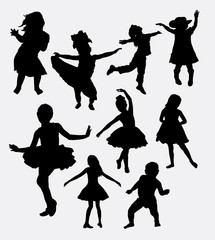 Kid or children happy action silhouette. Good use for symbol, logo, web icon, mascot, sticker, or any design you want.