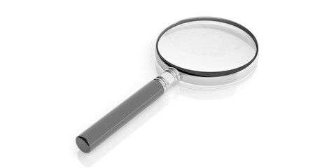Magnifier glass on white background. 3d illustration