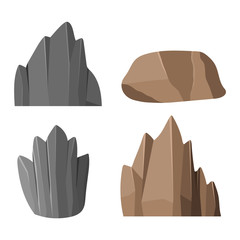 Stones rocks in cartoon style big building mineral pile. Boulder natural rocks and stones granite rough. Vector illustration rocks and stones nature boulder geology gray cartoon material.