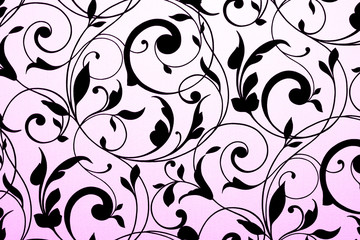 Black vintage ornament on white and violet gradient background