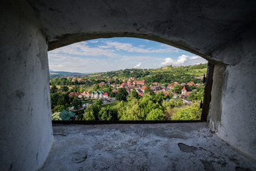 View from Bran Castle known as Dracula's Castle near Bran in Romania