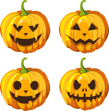Halloween pumpkin set 4 with different expressions