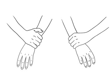 Hand collection on white background