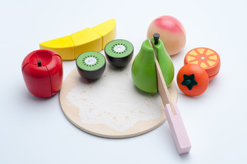 Fruits wooden toy isolated on white background