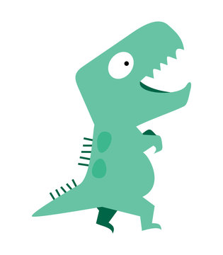 Cute Dinosaur Vector Flat Design